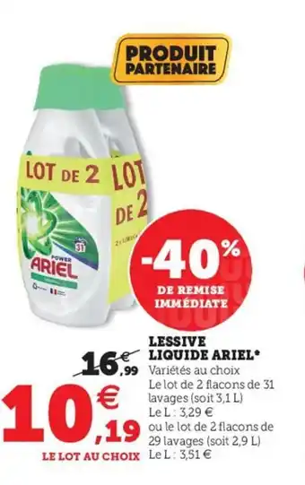Super U Lessive liquide ariel offre