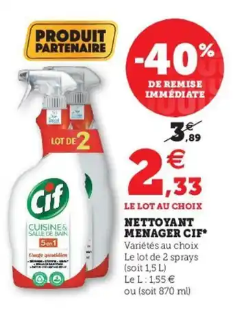 Super U Nettoyant menager cif offre