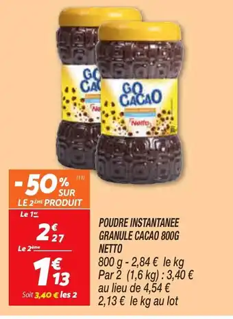 Netto Poudre instantanee granule cacao boog Netto offre