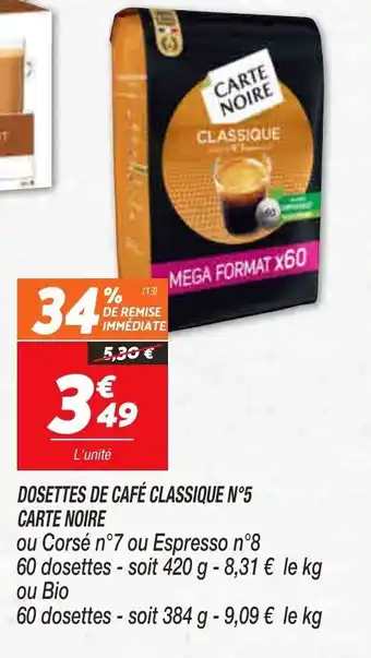 Netto Dosettes de café classique N°5 Carte Noire offre