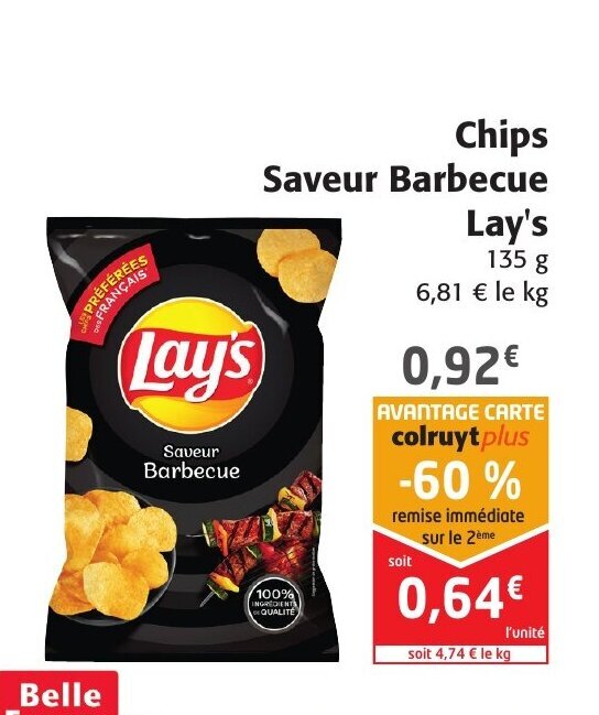 Promo Chips Saveur Barbecue Lay's chez Colruyt