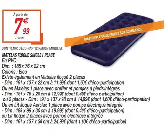 Netto Matelas Floque Single 1 Place offre