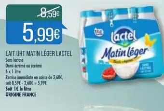 Match Lait Uht Matin Léger Lactel offre