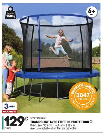 Trampoline avec filet de protection
