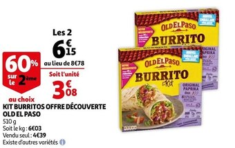 Auchan Old el paso kit burritos offre découverte offre