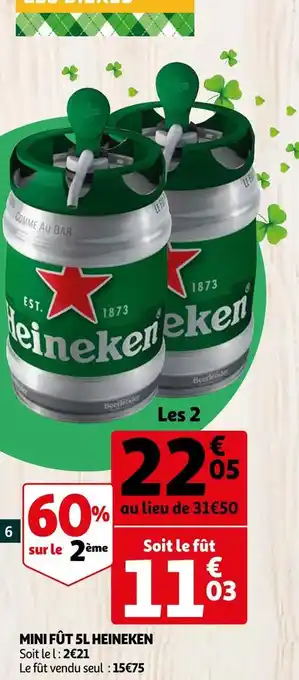 Auchan Heineken mini fût 5l offre