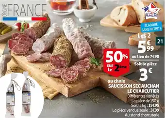 Auchan Auchan le charcutier saucisson sec offre
