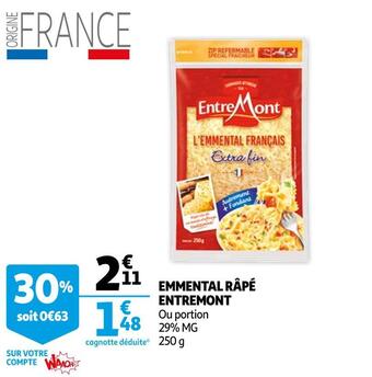 Auchan Entremont emmental râpé offre