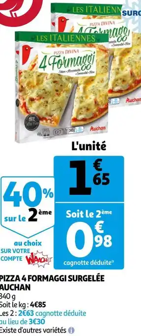 Auchan Auchan pizza 4 formaggi surgelée offre