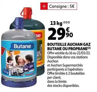 Auchan Auchan bouteille gaz butane ou proprane offre