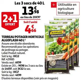 Auchan Algoflash terreau potager horticole 40 l offre