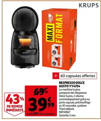Auchan Krups nespresso dolce gusto yy4754 offre