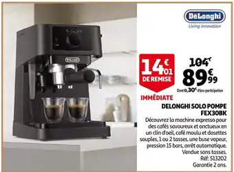 Auchan Delonghi solo pompe fex30bk offre