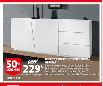 Auchan Buffet 2 portes 3 tiroirs 180cm verona offre