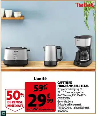 Auchan Tefal cafetière programmable offre