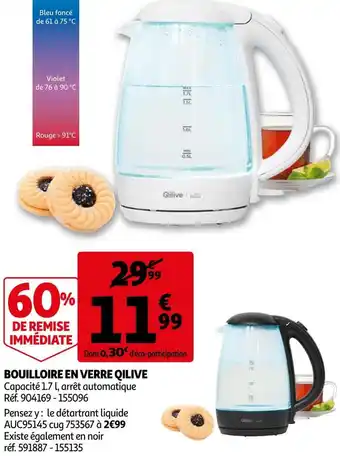 Auchan Qilive bouilloire en verre offre