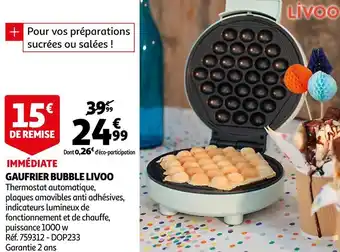 Auchan Livoo gaufrier bubble offre