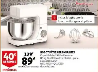 Auchan Moulinex robot pâtissier offre