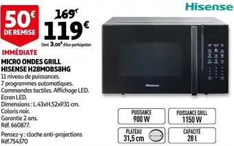 Auchan Hisense micro ondes grill h28mobs8hg offre