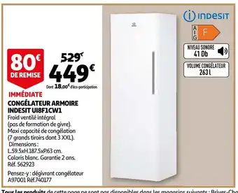Auchan Indesit congélateur armoire ui8f1cw1 offre