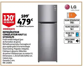Auchan Lg réfrigérateur congélateur haut gt5525lps offre