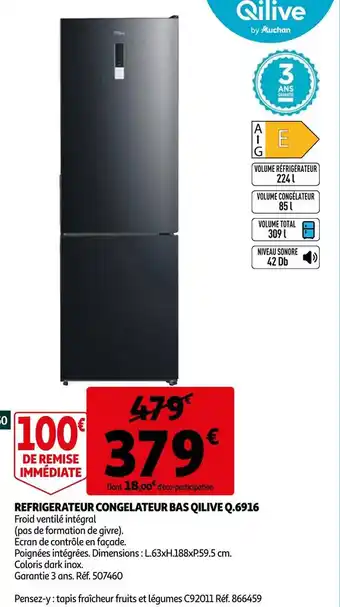 Auchan Qilive refrigerateur congelateur bas q.6916 offre