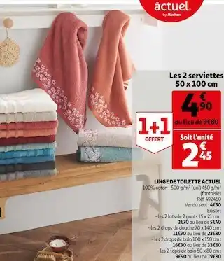 Auchan Actuel linge de toilette offre