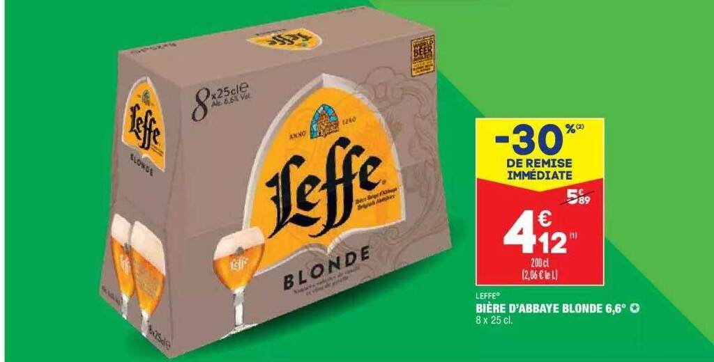 Promo Bière D'abbaye Blonde 6,6° Leffe chez ALDI
