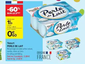 Carrefour Contact Yaourt Perle De Lait offre