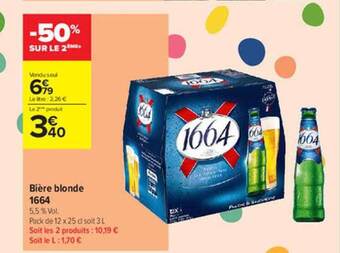Carrefour Contact Bière Blonde 1664 offre