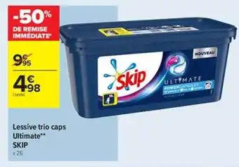Carrefour Contact Lessive Trio Caps Ultimate Skip offre