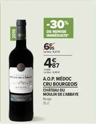 Carrefour Contact A.o.p. Médoc Cru Bourgeois Château Du Moulin De L'abbaye offre