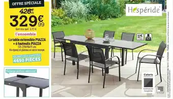 Centrakor La Table Extensible Piazza + 6 Fauteuils Piazza Hespéride offre