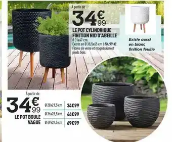 Centrakor Le Pot Boule Vague, Le Pot Cylindrique Finition Nid D'abeille offre