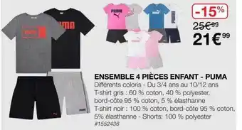 Costco Ensemble 4 Pièces Enfant - Puma offre
