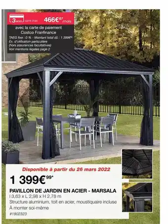Costco Pavillon De Jardin En Acier - Marsala offre