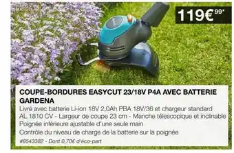 Coupe-bordures Easycut 23 18v P4a Avec Batterie Gardena