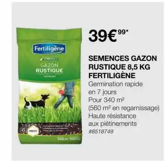 Costco Semences Gazon Rustique 8.5 Kg Fertiligène offre