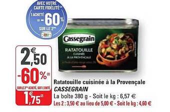 G20 Ratatouille Cuisinée à La Provençale Cassegrain offre