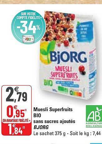 Muesli Superfruits Bio Sans Sucres Ajoutés Bjorg