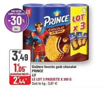 G20 Goûters Fourrés Goût Chocolat Prince offre