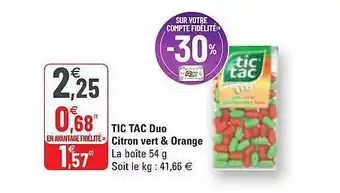 G20 Tic Tac Duo Citron Vert & Orange offre