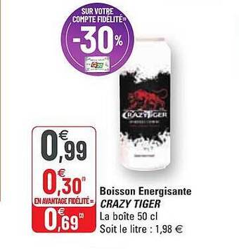 G20 Boisson énergisante Crazy Tiger offre