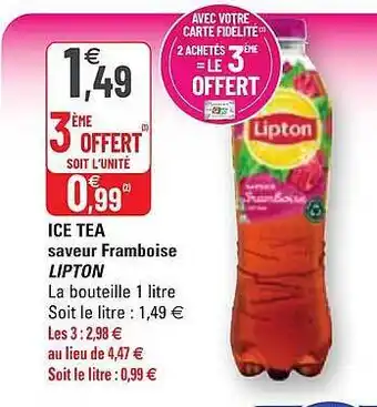 G20 Ice Tea Saveur Framboise Lipton offre