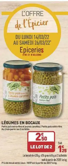Grand Frais Légumes En Bocaux offre
