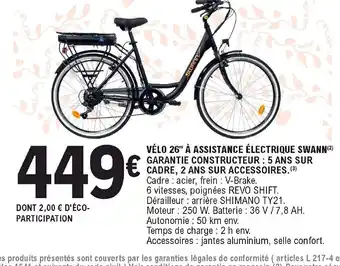 E.Leclerc Vélo 26 à Assisstance électrique swann offre