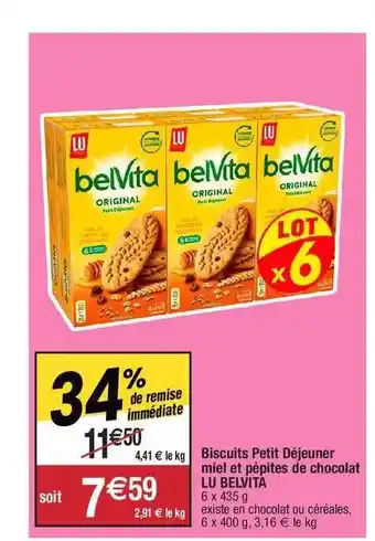 Migros Biscuits Petit Déjeuner Miel Et Pépites De Chocolat Lu Belvita offre