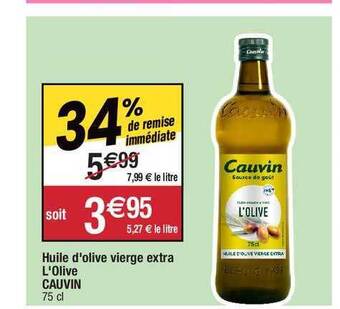Migros Huile D'olive Vierge Extra L'olive Cauvin offre