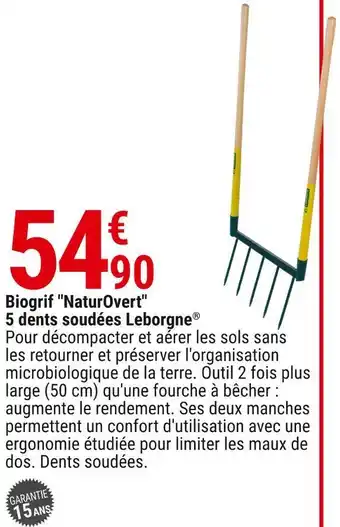 Gamm vert Leborgne biogrif naturovert 5 dents soudées offre