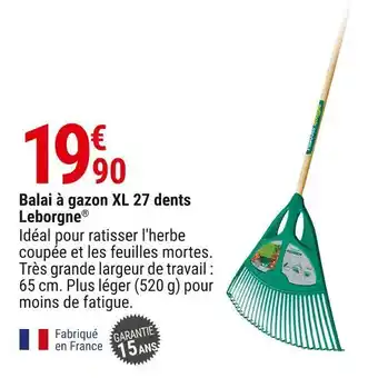 Gamm vert Leborgne® balai à gazon xl 27 dents offre
